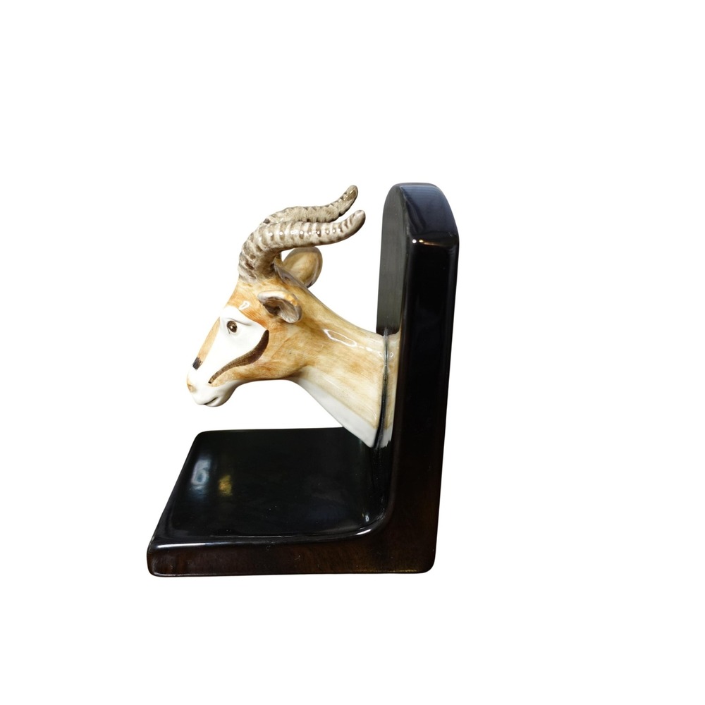 Vintage 1988‎ Fitz and Floyd Gazelle Antelope Ceramic Bookend Japan Black MCM